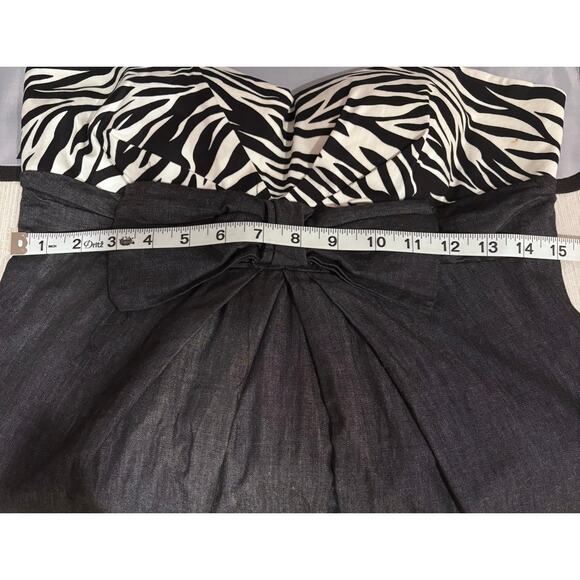 Juniors Large Vintage Rue 21 Zebra Print Mini Dress 90s Look Black Denim-Look - Picture 5 of 11